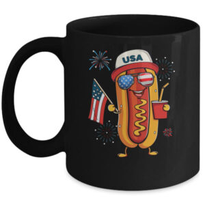 4th Of July Hotdog Funny Fourth Of July Patriotic USA Flag Mug 11oz Mug Black front 600x 1.jpg