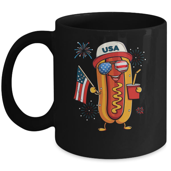 4th Of July Hotdog Funny Fourth Of July Patriotic USA Flag Mug 11oz Mug Black front 600x 1.jpg