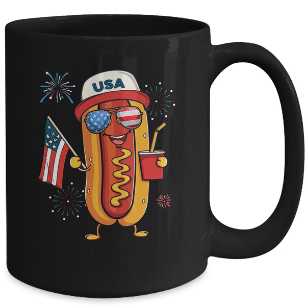 4th Of July Hotdog Funny Fourth Of July Patriotic USA Flag Mug 15oz Mug Black back 600x 1.jpg
