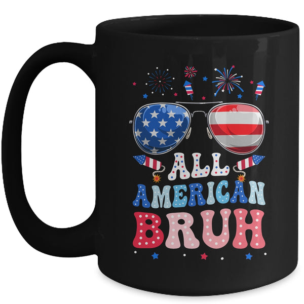Bruh 4th Of July Patriotic Funny For Boys Girls Groovy Mug 15oz Mug Black front 600x.jpg