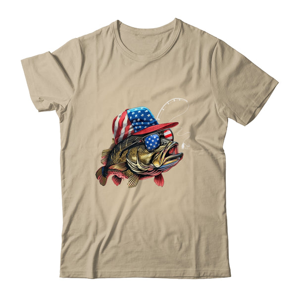 Bass Fish USA Flag Fishing 4th Of July Patriotic Fishing Classic T Shirt Sand 600x 1.jpg