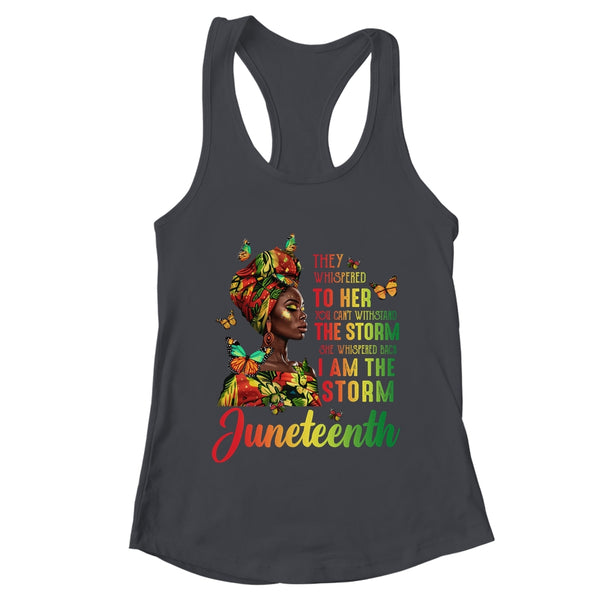 Juneteenth I Am The Storm Black Women Black History Month Women s Ideal Racerback Tank Black 600x.jpg