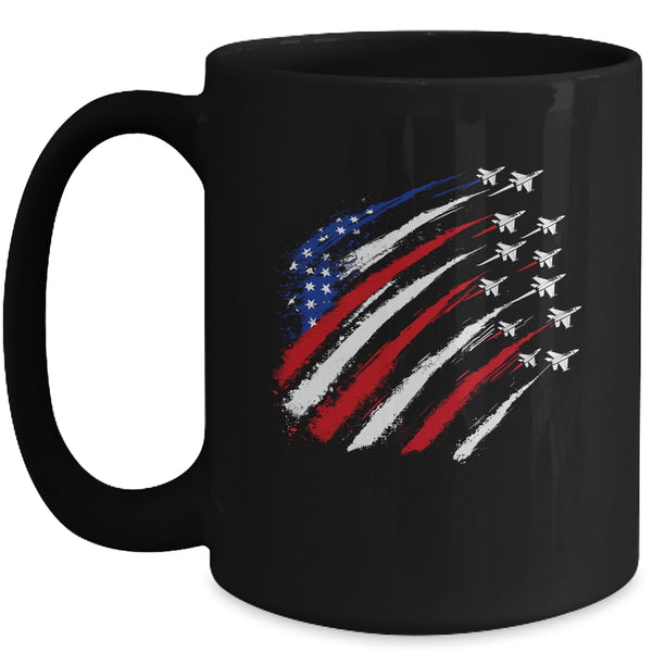 Patriotic Red Blue USA Flag Fighter Jets 4th Of July Mug 15oz Mug Black front 600x 1.jpg