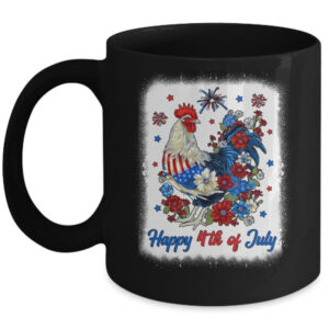 Happy 4th Of July Floral Chicken Flowers Patriotic Usa Flag Mug 11oz Mug Black front 600x.jpg