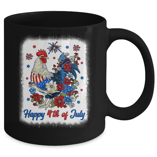 Happy 4th Of July Floral Chicken Flowers Patriotic Usa Flag Mug 11oz Mug Black back 600x.jpg