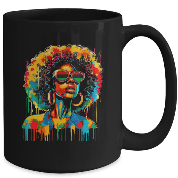 Juneteenth Black Womens Queen Afro African Melanin Dripping Mug 15oz Mug Black back 600x.jpg