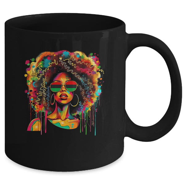 Black Queen Afro Women Girl Melanin Dripping Juneteenth Mug 11oz Mug Black back 600x.jpg