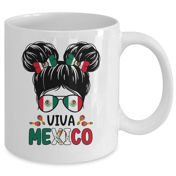 Mexican Independence Funny Viva Mexico Messy Bun Hair Kids Mug 11oz Mug White back 600x.jpg