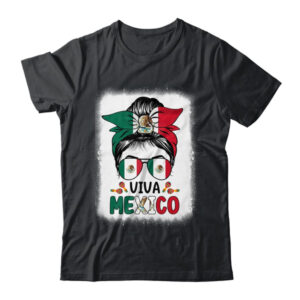 Funny Viva Mexico Mexican Independence Messy Bun Hair Classic T Shirt Black 600x.jpg