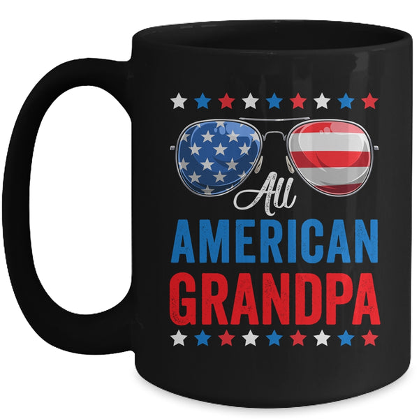 All American Grandpa 4th Of July Memorial Day Matching Mug 15oz Mug Black front 600x.jpg