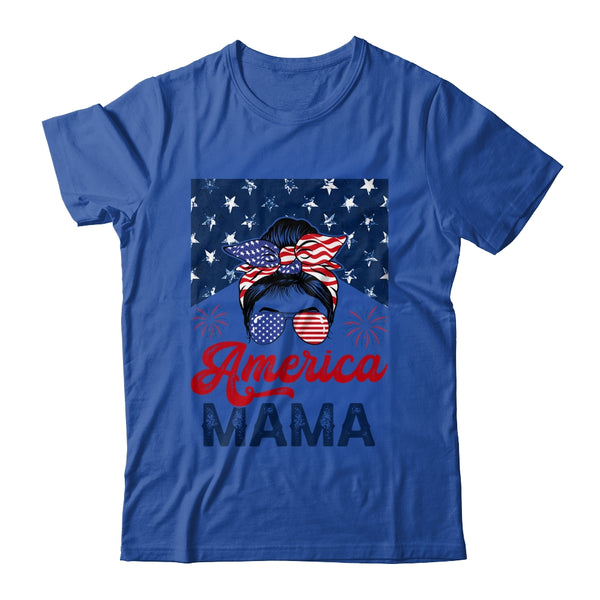 USA American Mama Proud Mom Messy Bun Patriotic 4th Of July Classic T Shirt Royal 600x 1.jpg