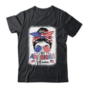 All American Mama Proud Mom Messy Bun Patriotic 4th Of July Classic T Shirt Black 600x.jpg