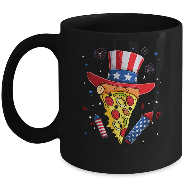 Pizza US Flag Hat Firecracker 4th Of July Food Patriotic Mug 11oz Mug Black front 600x 1.jpg