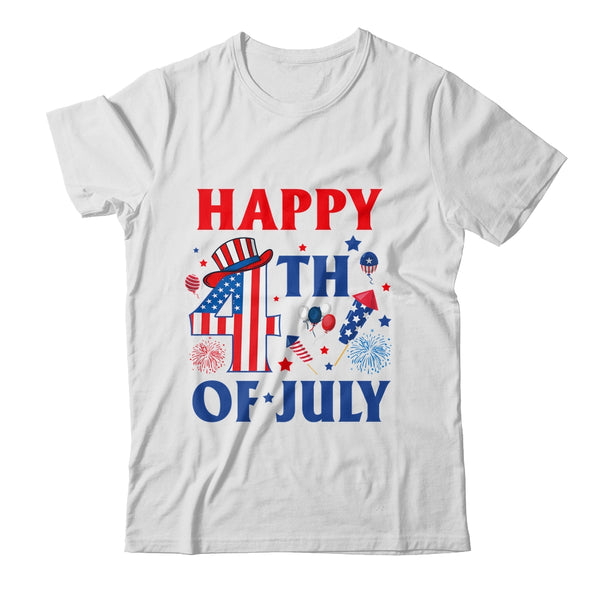 Happy 4th Of July Patriotic American US Flag Men Women Kids Classic T Shirt White 600x.jpg