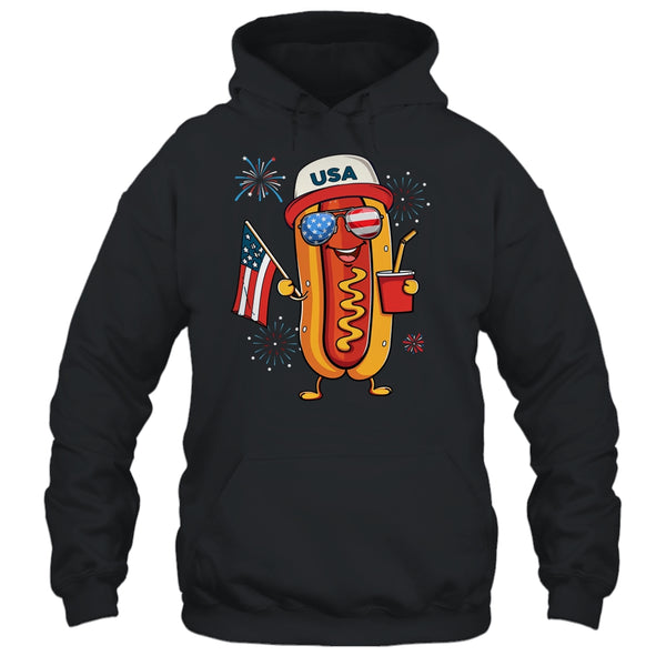 4th Of July Hotdog Funny Fourth Of July Patriotic USA Flag Pullover Hoodie Black 600x.jpg