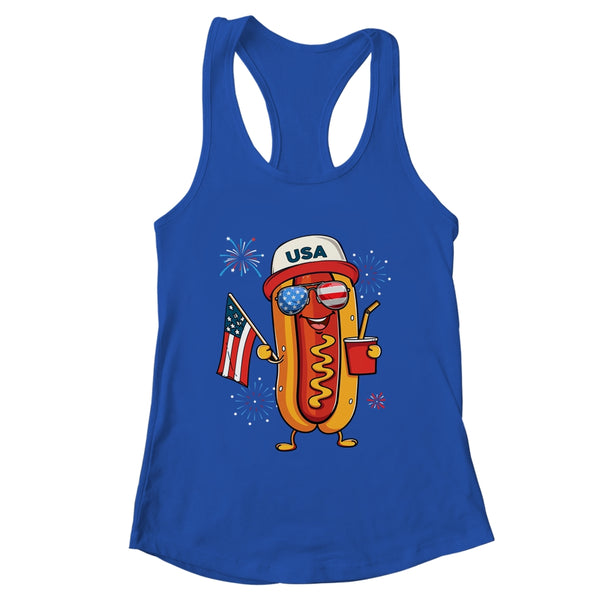 4th Of July Hotdog Funny Fourth Of July Patriotic USA Flag Women s Ideal Racerback Tank Royal 600x.jpg