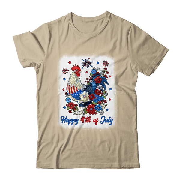 Happy 4th Of July Floral Chicken Flowers Patriotic Usa Flag Classic T Shirt Sand 600x.jpg