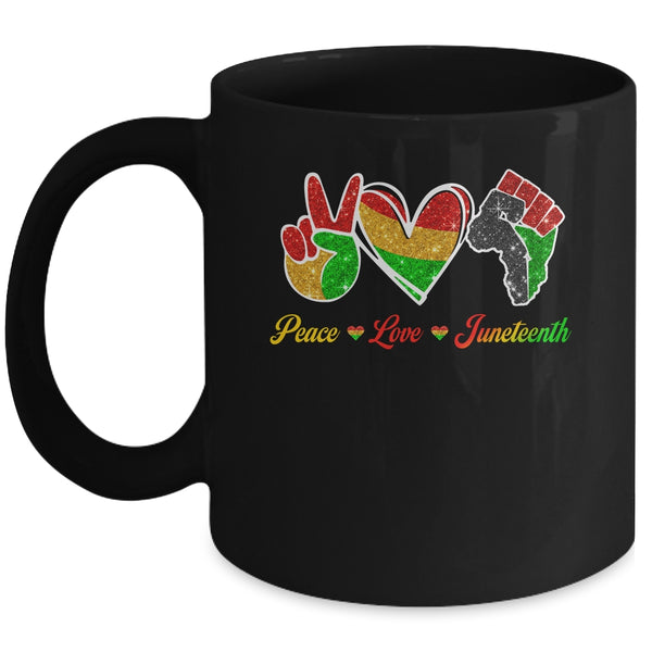 Peace Love Juneteenth Black Pride Freedom 4th Of July Mug 11oz Mug Black front 600x 1.jpg