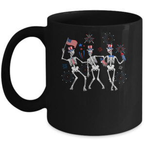 Dancing Skeleton 4th Of July American Flag Skellies Mug 11oz Mug Black front 600x.jpg