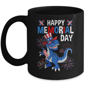 Happy Memorial Day 4th Of July Dinosaur American Flag Hat Mug 11oz Mug Black front 600x.jpg