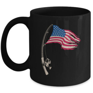 Fishing American Flag Fisherman Patriotic Day 4th Of July Mug 11oz Mug Black front 600x.jpg