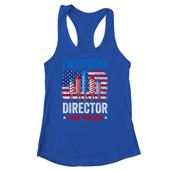 Fireworks Director I Run You Run Funny 4th Of July Women s Ideal Racerback Tank Royal 600x.jpg