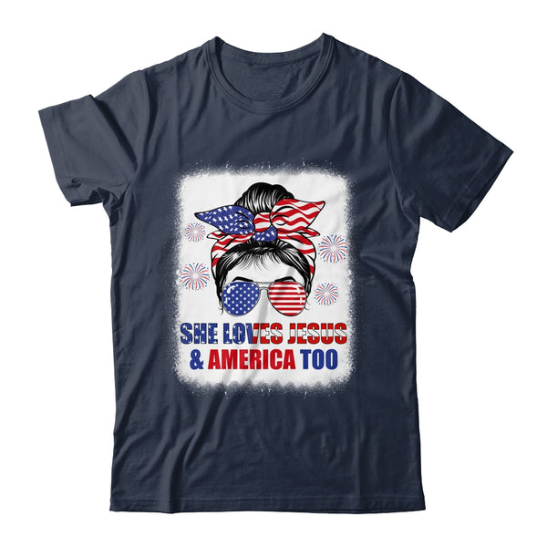 Loves Jesus And America Women 4th Of July Christian Lover Classic T Shirt Navy 600x 1.jpg