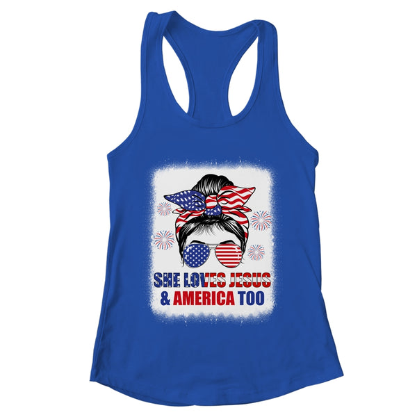 Loves Jesus And America Women 4th Of July Christian Lover Women s Ideal Racerback Tank Royal 600x 1.jpg