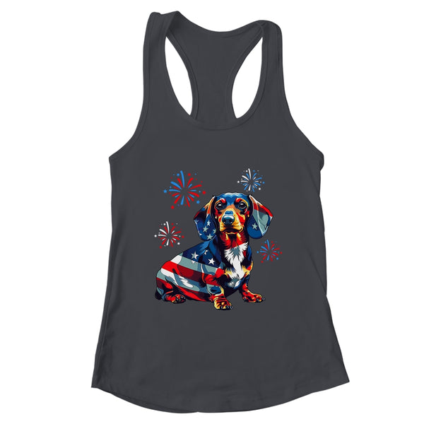 Dachshund Dog 4th Of July American Flag For Men Women Girls Women s Ideal Racerback Tank Black 600x.jpg