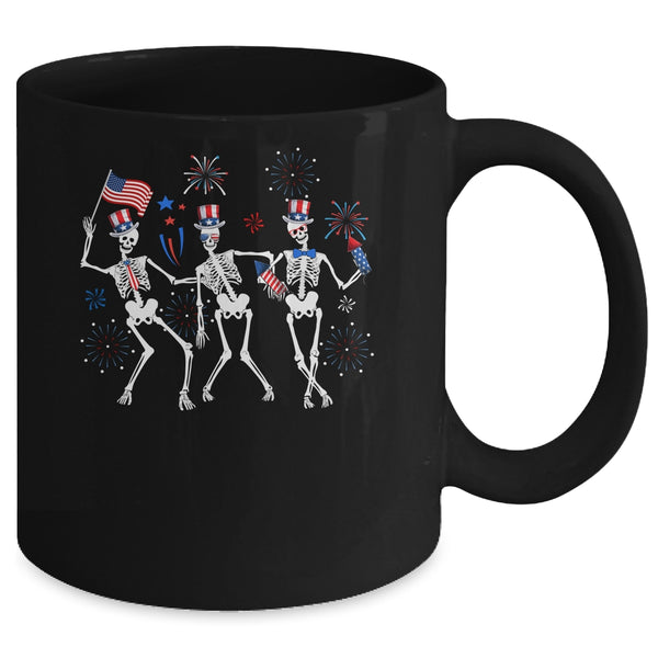 Dancing Skeleton 4th Of July American Flag Skellies Mug 11oz Mug Black back 600x 1.jpg