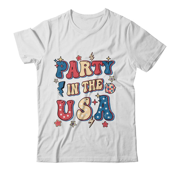 Party In The USA 4th Of July Independence Day USA Groovy Classic T Shirt White 600x.jpg