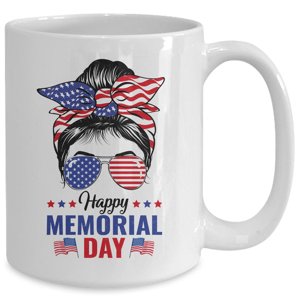 Happy Memorial Day 4th Of July Messy Bun American Flag Mug 15oz Mug White back 600x.jpg