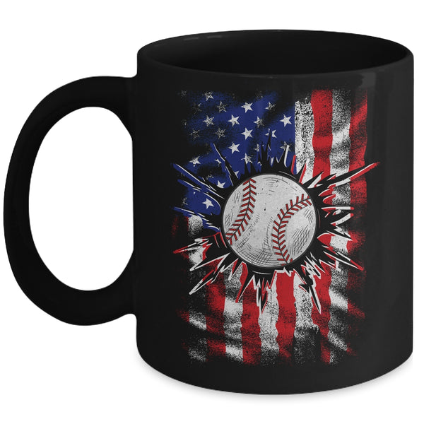 Patriotic Baseball 4th Of July Men USA American Flag Boys Mug 11oz Mug Black front 600x.jpg
