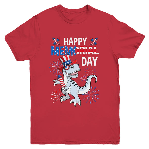 Happy Memorial Day 4th Of July Dinosaur US American Flag Youth Youth T Shirt Red 600x 1.jpg