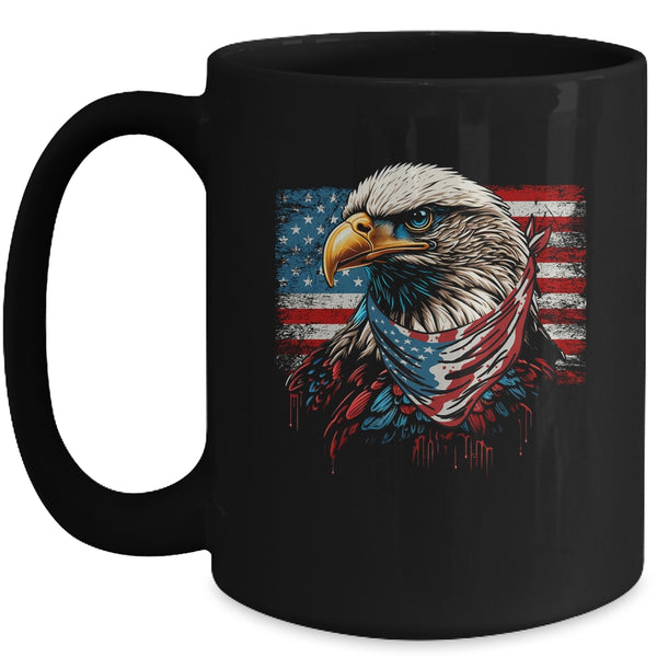 Patriotic Bald Eagle 4th Of July Men USA American Flag Mug 15oz Mug Black front 600x 1.jpg