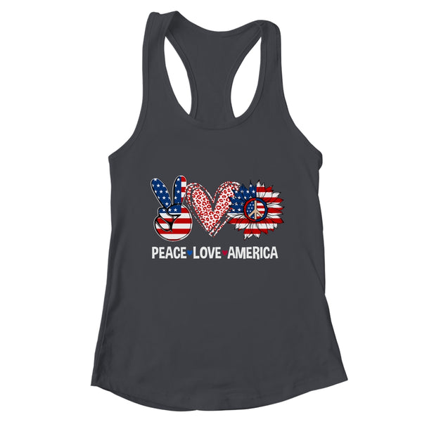 Peace Love America US Flag Fourth Womens 4th Of July Patriot Women s Ideal Racerback Tank Black 600x 2.jpg