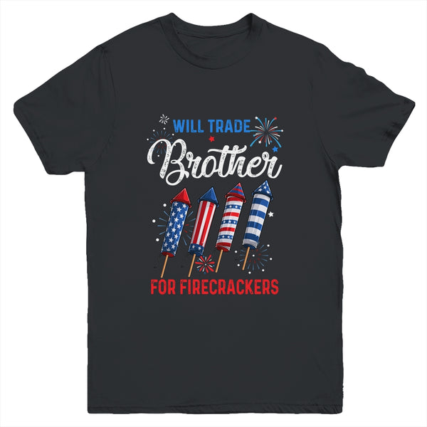 Trade Brother For Firecrackers Funny Girls 4th Of July Youth Youth T Shirt Black 600x.jpg