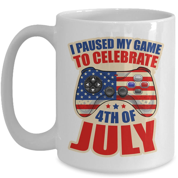 Gamer 4th Of July American Flag Gaming Lover Boys Girls Teen Mug 15oz Mug White front 600x.jpg