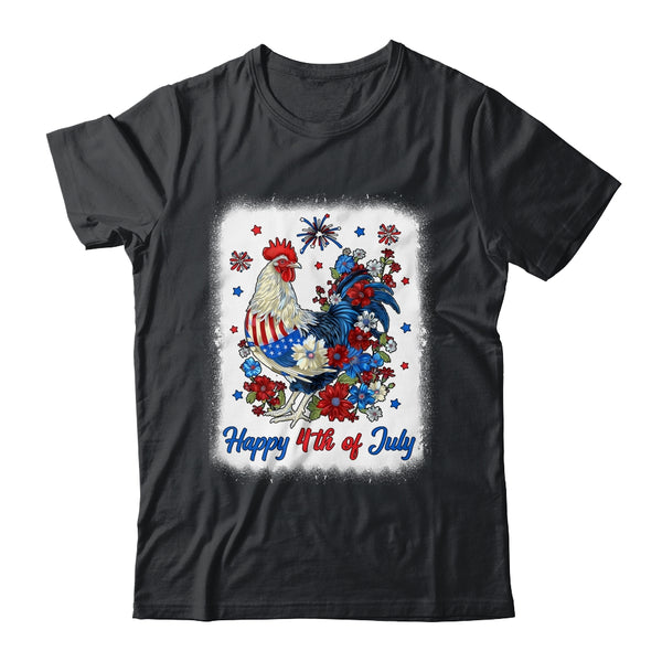 Happy 4th Of July Floral Chicken Flowers Patriotic Usa Flag Classic T Shirt Black 600x 1.jpg