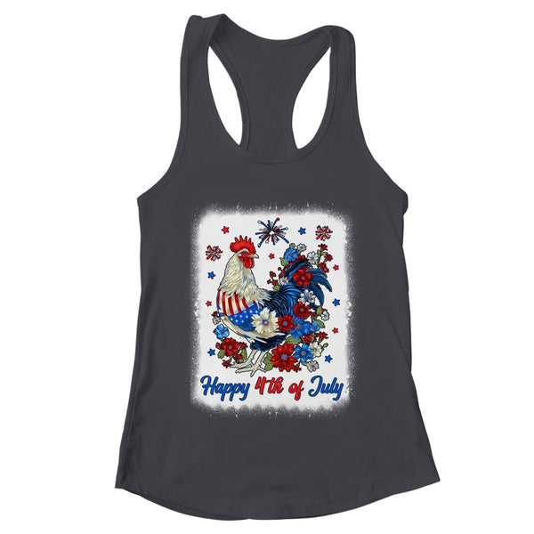 Happy 4th Of July Floral Chicken Flowers Patriotic Usa Flag Women s Ideal Racerback Tank Black 600x 1.jpg