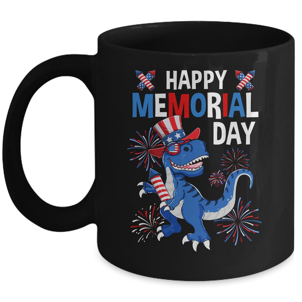 Happy Memorial Day 4th Of July Dinosaur American Flag Hat Mug 11oz Mug Black front 600x 1.jpg