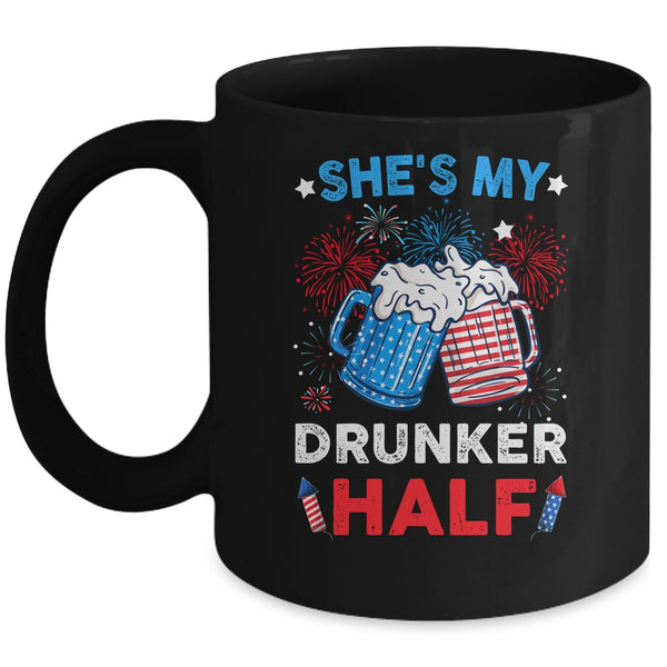 She s My Drunker Half Funny Beer Couple Matching 4th Of July Mug 11oz Mug Black front 600x 1.jpg