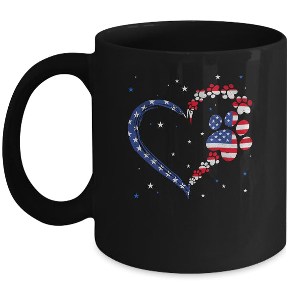 American Flag Patriotic Dog Cat Paw Print 4th Of July Mug 11oz Mug Black front 600x.jpg