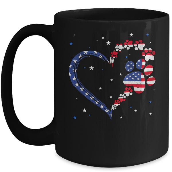 American Flag Patriotic Dog Cat Paw Print 4th Of July Mug 15oz Mug Black front 600x.jpg