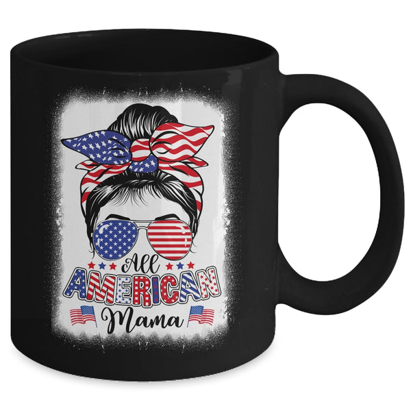 All American Mama Proud Mom Messy Bun Patriotic 4th Of July Mug 11oz Mug Black back 600x 3.jpg
