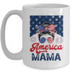 USA American Mama Proud Mom Messy Bun Patriotic 4th Of July Mug 15oz Mug White front 600x 2.jpg