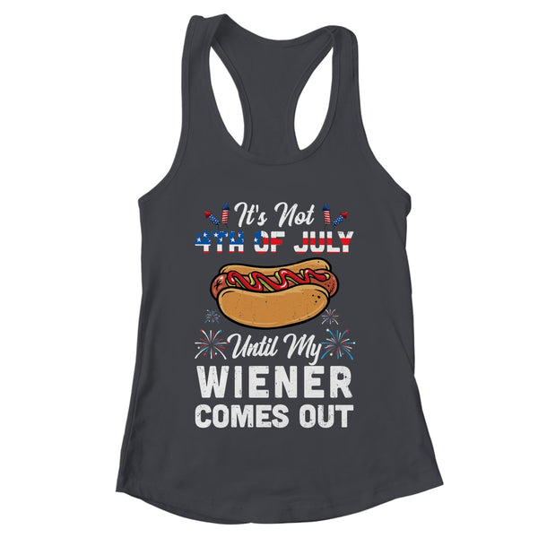Funny Hotdog Its Not 4th Of July Until My Wiener Comes Out Women s Ideal Racerback Tank Black 600x 1.jpg