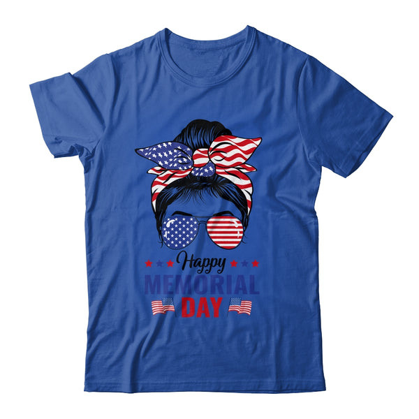 Happy Memorial Day 4th Of July Messy Bun American Flag Classic T Shirt Royal 600x 2.jpg