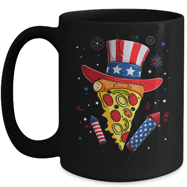 Pizza US Flag Hat Firecracker 4th Of July Food Patriotic Mug 15oz Mug Black front 600x 3.jpg