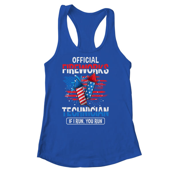 Official Fireworks Technician If I Run You Run 4th Of July Women s Ideal Racerback Tank Royal 600x.jpg